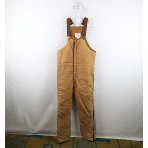 Vintage 90s Walls Mens Medium Distressed Quilted Canvas Overalls Duck Brown